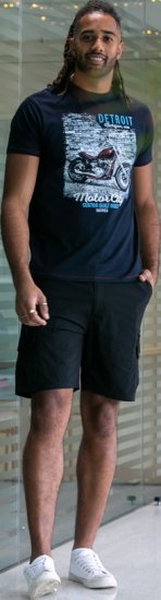 D555 Knowle Detroit Motor Bike Printed Crew Neck T-Shirt Navy - T-krekli - T-krekli - 2XL-14XL