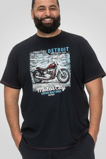 D555 Knowle Detroit Motor Bike Printed Crew Neck T-Shirt Navy - T-krekli - T-krekli - 2XL-14XL