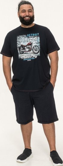 D555 Knowle Detroit Motor Bike Printed Crew Neck T-Shirt Navy - T-krekli - T-krekli - 2XL-14XL