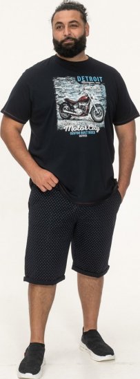 D555 Knowle Detroit Motor Bike Printed Crew Neck T-Shirt Navy - T-krekli - T-krekli - 2XL-14XL