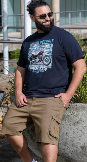 D555 Knowle Detroit Motor Bike Printed Crew Neck T-Shirt Navy - T-krekli - T-krekli - 2XL-14XL