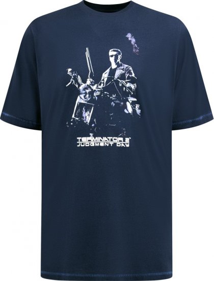 D555 Cameron Official Terminator Printed Crew Neck T-Shirt Dark Navy - T-krekli - T-krekli - 2XL-14XL