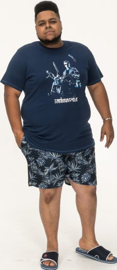 D555 Cameron Official Terminator Printed Crew Neck T-Shirt Dark Navy - T-krekli - T-krekli - 2XL-14XL