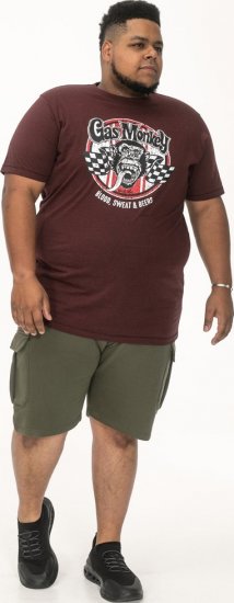 D555 Loughborough Official Gas Monkey Crew Neck T-Shirt Burgundy Black Twist - T-krekli - T-krekli - 2XL-14XL