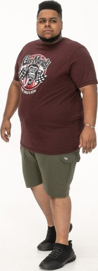 D555 Loughborough Official Gas Monkey Crew Neck T-Shirt Burgundy Black Twist - T-krekli - T-krekli - 2XL-14XL