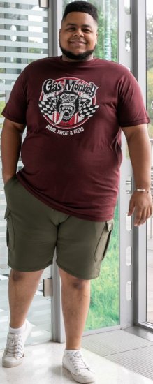 D555 Loughborough Official Gas Monkey Crew Neck T-Shirt Burgundy Black Twist - T-krekli - T-krekli - 2XL-14XL