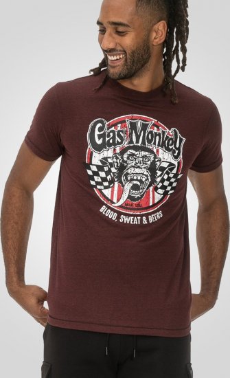 D555 Loughborough Official Gas Monkey Crew Neck T-Shirt Burgundy Black Twist - T-krekli - T-krekli - 2XL-14XL