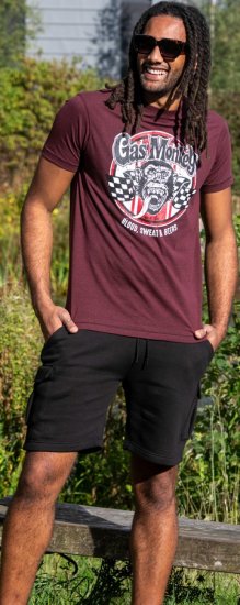 D555 Loughborough Official Gas Monkey Crew Neck T-Shirt Burgundy Black Twist - T-krekli - T-krekli - 2XL-14XL