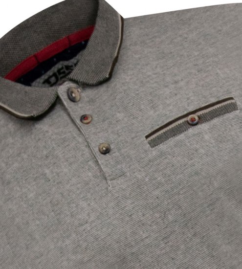 D555 Holyhead Teksturēts Polo Krekls ar Krūšu Kabatu Pelēks - Polo krekli - Polo krekli - 2XL-8XL