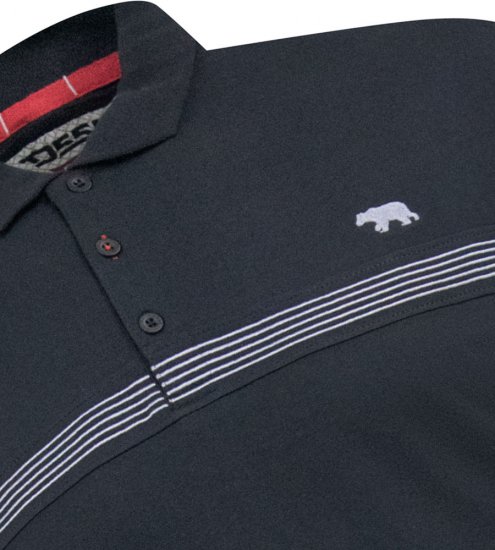 D555 Stafford Cut And Sew Embroidery Stripe Short Sleeve Polo Black - Polo krekli - Polo krekli - 2XL-8XL