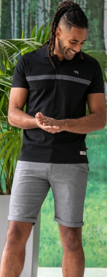 D555 Stafford Cut And Sew Embroidery Stripe Short Sleeve Polo Black - Polo krekli - Polo krekli - 2XL-8XL