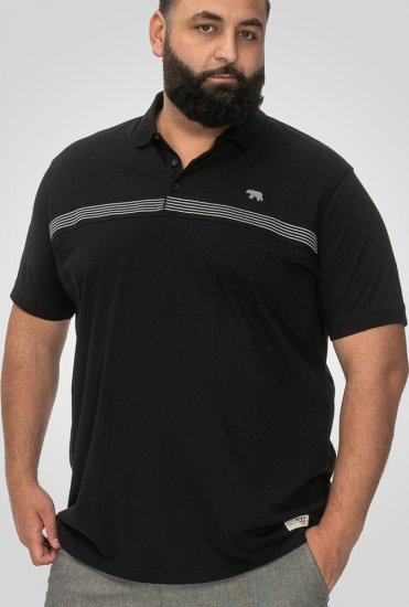D555 Stafford Cut And Sew Embroidery Stripe Short Sleeve Polo Black - Polo krekli - Polo krekli - 2XL-8XL