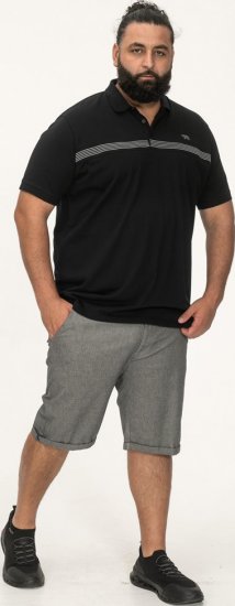 D555 Stafford Cut And Sew Embroidery Stripe Short Sleeve Polo Black - Polo krekli - Polo krekli - 2XL-8XL