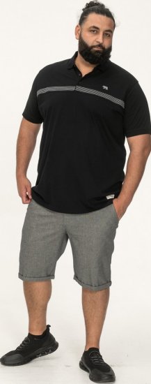 D555 Stafford Cut And Sew Embroidery Stripe Short Sleeve Polo Black - Polo krekli - Polo krekli - 2XL-8XL