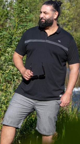 D555 Stafford Cut And Sew Embroidery Stripe Short Sleeve Polo Black - Polo krekli - Polo krekli - 2XL-8XL