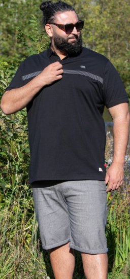 D555 Stafford Cut And Sew Embroidery Stripe Short Sleeve Polo Black - Polo krekli - Polo krekli - 2XL-8XL