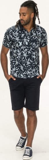 D555 Halifax AOP Hawaiian Print Short Sleeve Polo Blue - T-krekli - T-krekli - 2XL-14XL