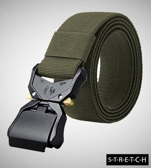 D555 Dale Tactical Stretch Webbing Belt with Heavy Duty Quick Release Buckle Khaki - Jostas - Liela izmēra Jostas - W40-W70/2XL-8XL