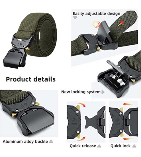 D555 Dale Tactical Stretch Webbing Belt with Heavy Duty Quick Release Buckle Khaki - Jostas - Liela izmēra Jostas - W40-W70/2XL-8XL