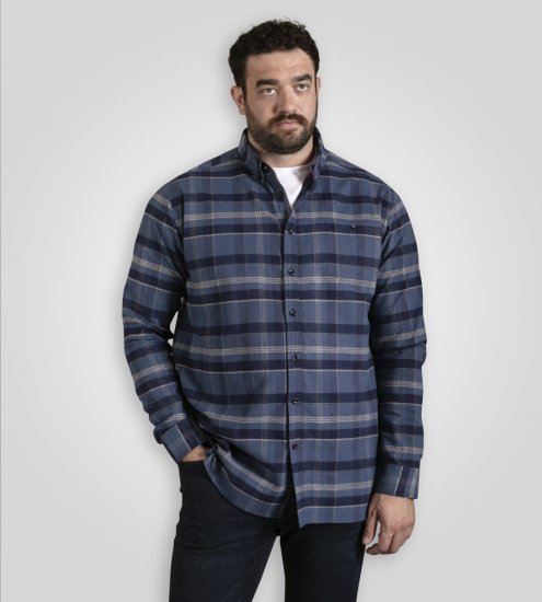 D555 Shrewsbury Long Sleeve with Chest Pocket Blue/Navy Check TALL SIZES - Krekli - Krekli - 2XL-8XL
