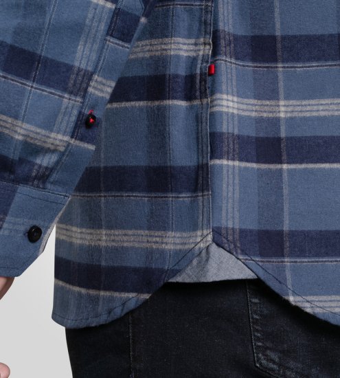 D555 Shrewsbury Long Sleeve with Chest Pocket Blue/Navy Check TALL SIZES - Krekli - Krekli - 2XL-8XL