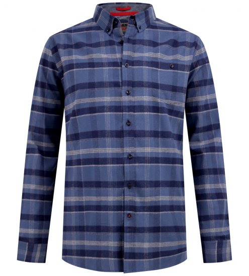 D555 Shrewsbury Long Sleeve with Chest Pocket Blue/Navy Check TALL SIZES - Krekli - Krekli - 2XL-8XL
