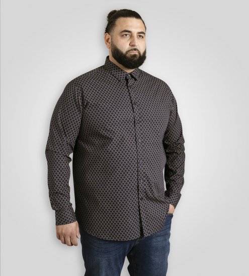 D555 Sheffield Long Sleeve AOP Micro Gold Shirt Navy - Krekli - Krekli - 2XL-8XL