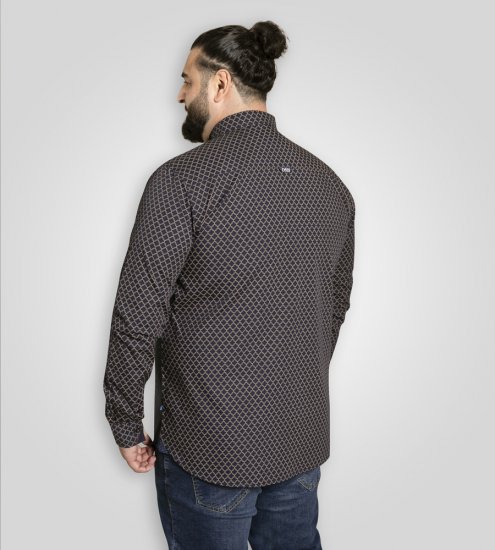 D555 Sheffield Long Sleeve AOP Micro Gold Shirt Navy - Krekli - Krekli - 2XL-8XL