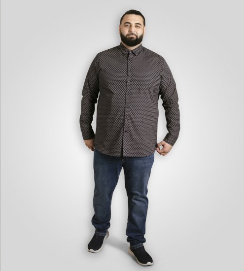 D555 Sheffield Long Sleeve AOP Micro Gold Shirt Navy - Krekli - Krekli - 2XL-8XL
