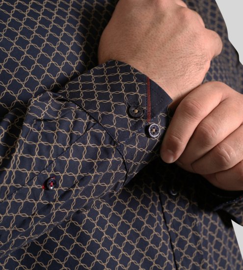 D555 Sheffield Long Sleeve AOP Micro Gold Shirt Navy - Krekli - Krekli - 2XL-8XL