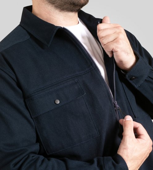 D555 Cleveley Long Sleeve Heavy Shacket Overshirt Navy - Krekli - Krekli - 2XL-8XL