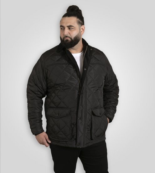 D555 Harborough Quilted Jacket with Corduroy Collar Black - Jakas & Lietus apģērbs - Jakas - 2XL-12XL