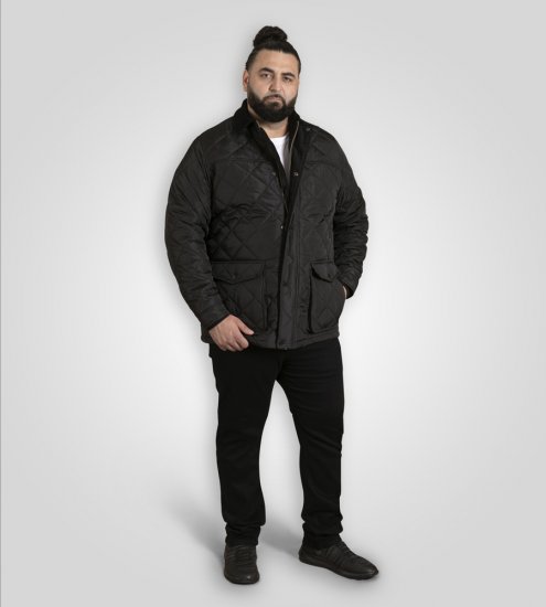 D555 Harborough Quilted Jacket with Corduroy Collar Black - Jakas & Lietus apģērbs - Jakas - 2XL-12XL
