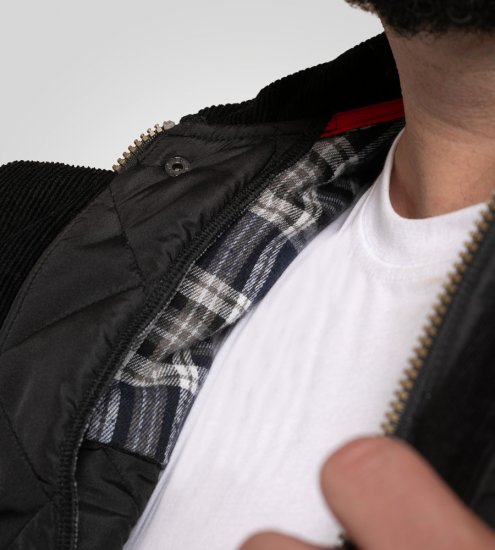 D555 Harborough Quilted Jacket with Corduroy Collar Black - Jakas & Lietus apģērbs - Jakas - 2XL-12XL