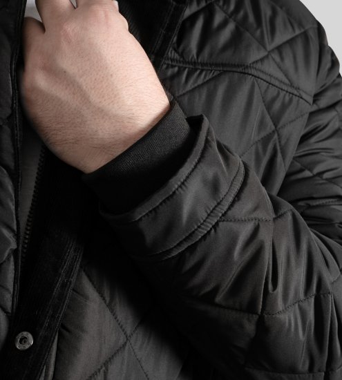 D555 Harborough Quilted Jacket with Corduroy Collar Black - Jakas & Lietus apģērbs - Jakas - 2XL-12XL