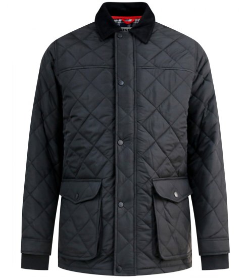 D555 Harborough Quilted Jacket with Corduroy Collar Black - Jakas & Lietus apģērbs - Jakas - 2XL-12XL