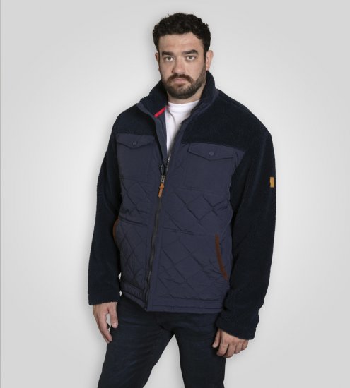 D555 Northampton Hybrid Sherpa Quilted Micro Fleece Jacket Navy - Jakas & Lietus apģērbs - Jakas - 2XL-12XL