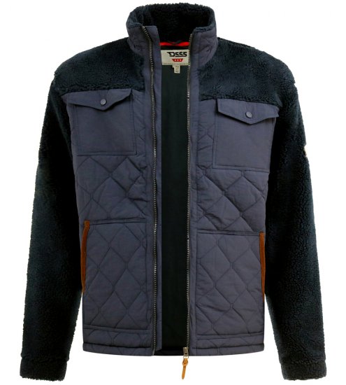 D555 Northampton Hybrid Sherpa Quilted Micro Fleece Jacket Navy - Jakas & Lietus apģērbs - Jakas - 2XL-12XL