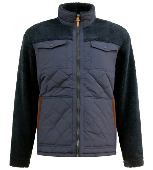 D555 Northampton Hybrid Sherpa Quilted Micro Fleece Jacket Navy - Jakas & Lietus apģērbs - Jakas - 2XL-12XL