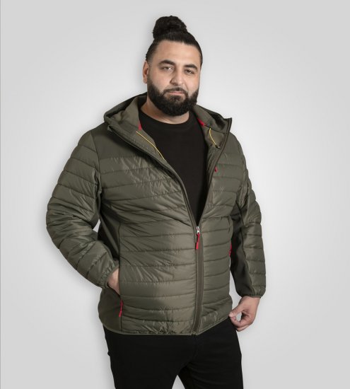 D555 Northfield hybrid soft shell stepēta jaka ar kapuci khaki - Jakas & Lietus apģērbs - Jakas - 2XL-12XL