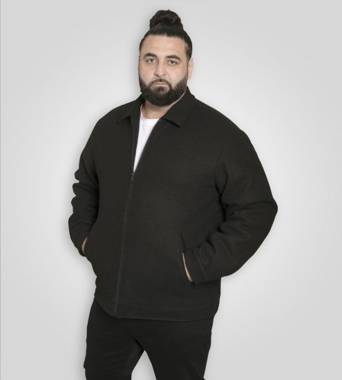 D555 Epsom Harrington Jacket with Zip Through Collared Melton Black - Jakas & Lietus apģērbs - Jakas - 2XL-12XL
