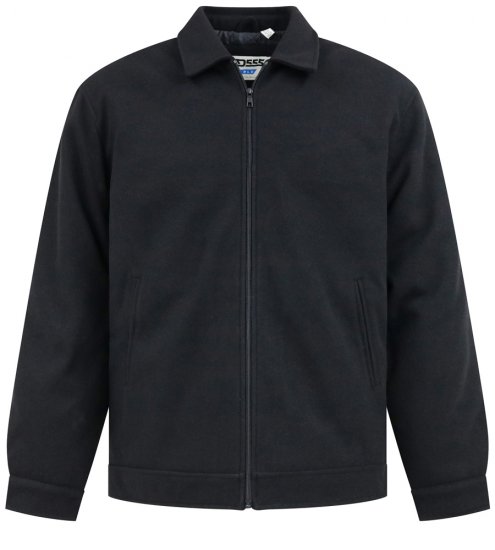 D555 Epsom Harrington Jacket with Zip Through Collared Melton Black - Jakas & Lietus apģērbs - Jakas - 2XL-12XL