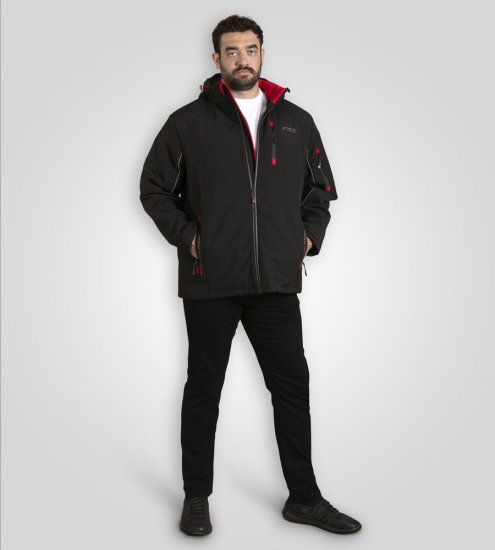 D555 Fretwell Padded Softshell Jacket with Detachable Hood Black - Jakas & Lietus apģērbs - Jakas - 2XL-12XL
