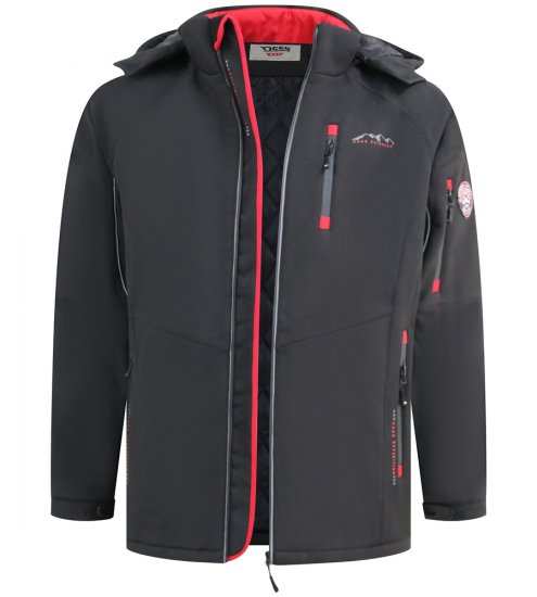 D555 Fretwell Padded Softshell Jacket with Detachable Hood Black - Jakas & Lietus apģērbs - Jakas - 2XL-12XL