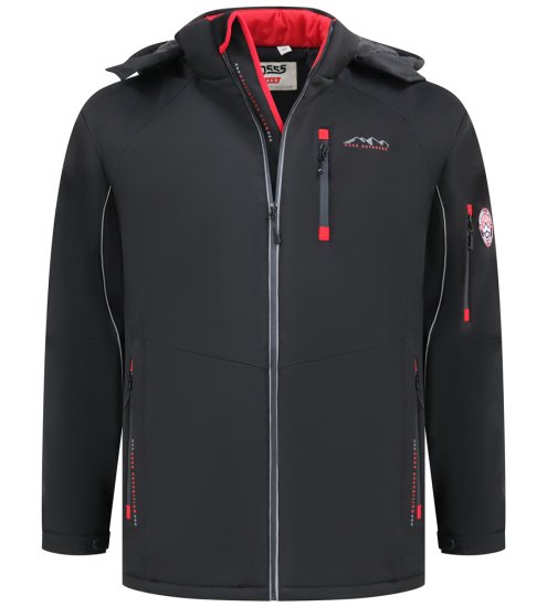 D555 Fretwell Padded Softshell Jacket with Detachable Hood Black - Jakas & Lietus apģērbs - Jakas - 2XL-12XL