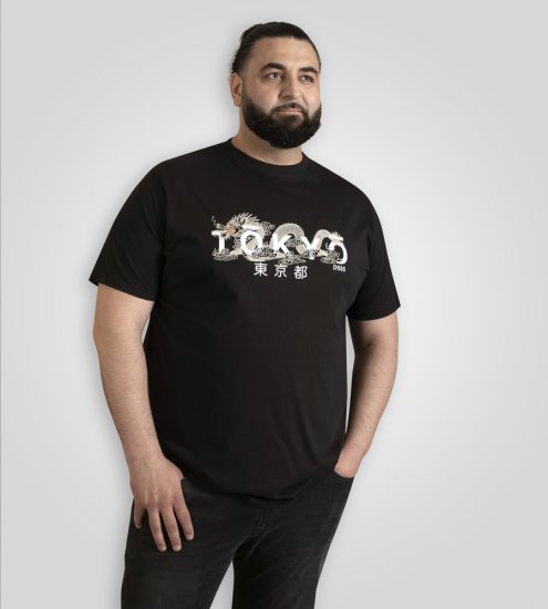 D555 Ginza Tokyo with Dragon Crew Neck T-shirt Black - T-krekli - T-krekli - 2XL-14XL