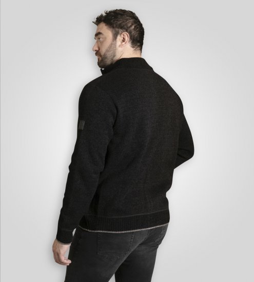 D555 Enrique Šenila Adīta Jaka ar Rāvējslēdzēju Melna - Džemperi un džemperi ar kapuci - Džemperi - 2XL-14XL