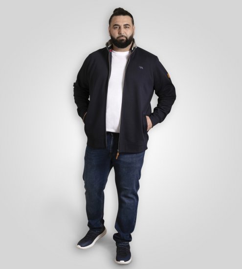 D555 Johnson Zip Through Fleece Sweatshirt with Chest Embroidery Navy - Džemperi un džemperi ar kapuci - Džemperi - 2XL-14XL