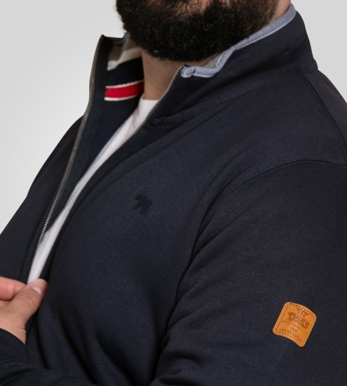 D555 Johnson Zip Through Fleece Sweatshirt with Chest Embroidery Navy - Džemperi un džemperi ar kapuci - Džemperi - 2XL-14XL
