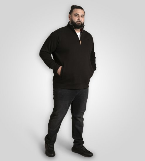 D555 Russel Fleece Sweatshirt with Chest Embroidery Black - Džemperi un džemperi ar kapuci - Džemperi - 2XL-14XL